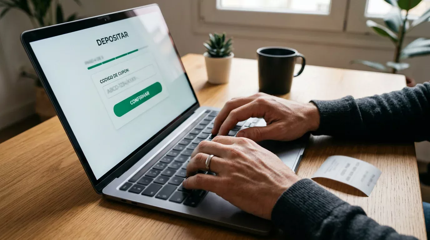 Persona introduce el PIN de paysafecard en la caja de una casa de apuestas online con licencia DGOJ