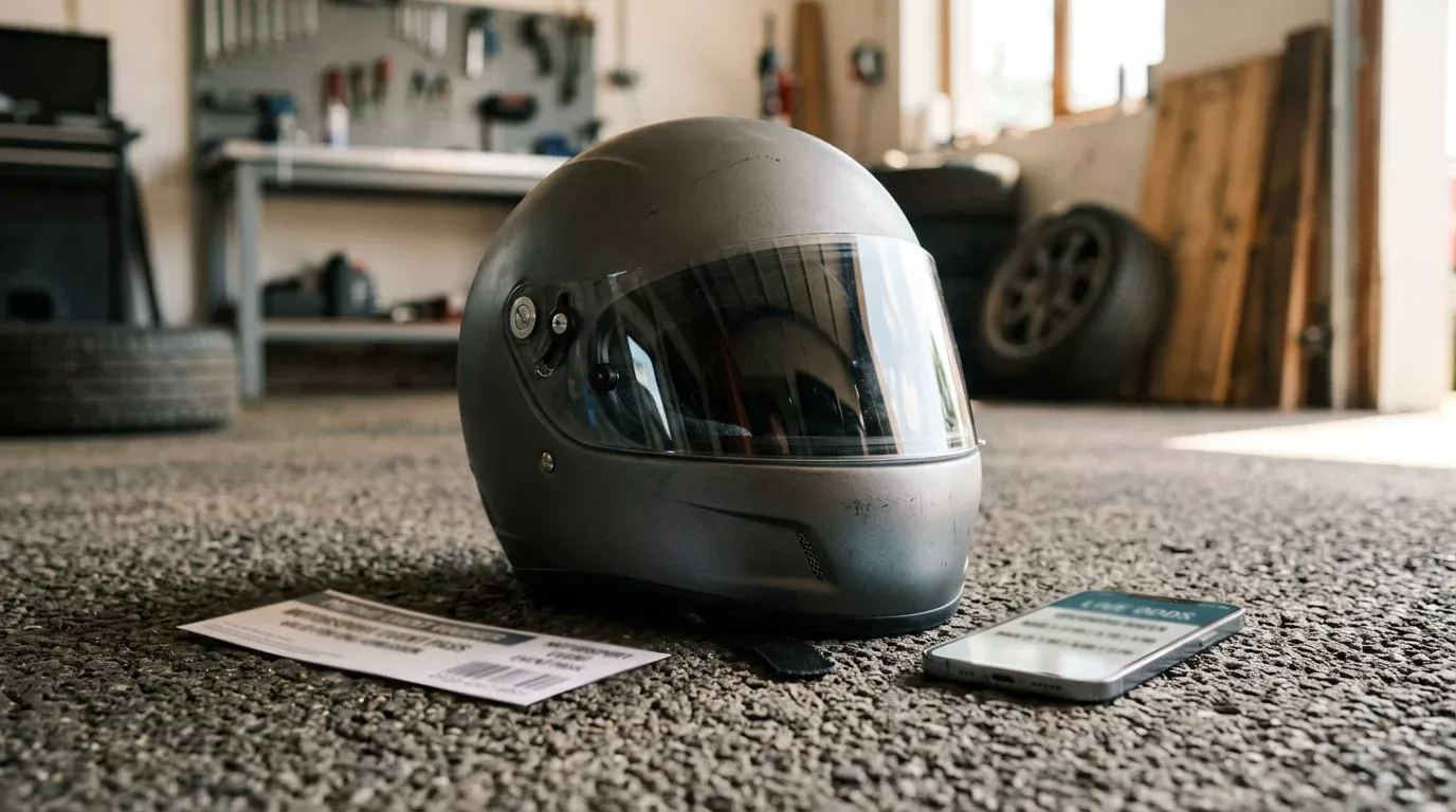 Casco de piloto junto a ficha paysafecard y pantalla con cuotas de Gran Premio